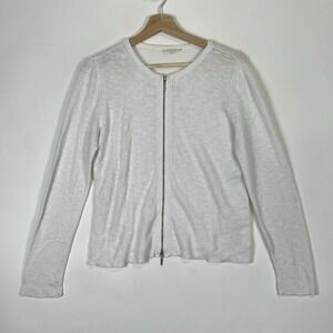 Eileen Fisher Womens Petite Large  Sweater Ivory Raw Knit Linen Blend Coastal